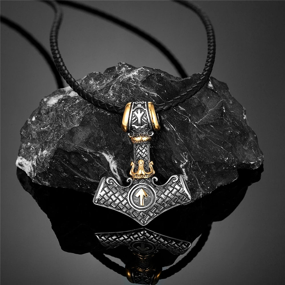 PENDRA Crow Rune Steel Necklace