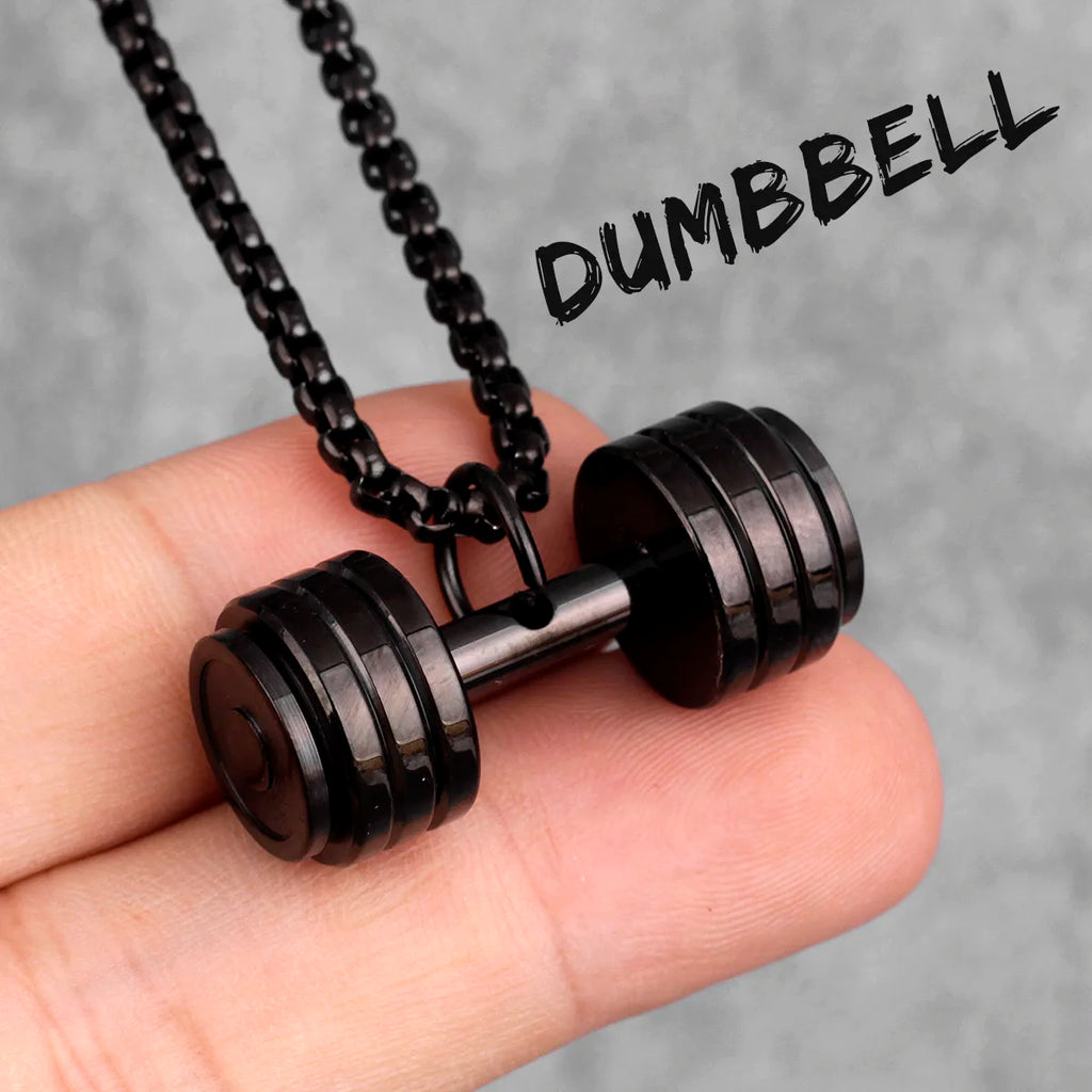 PENDRA Dumbbell Fitness Boyfriend Steel Necklace