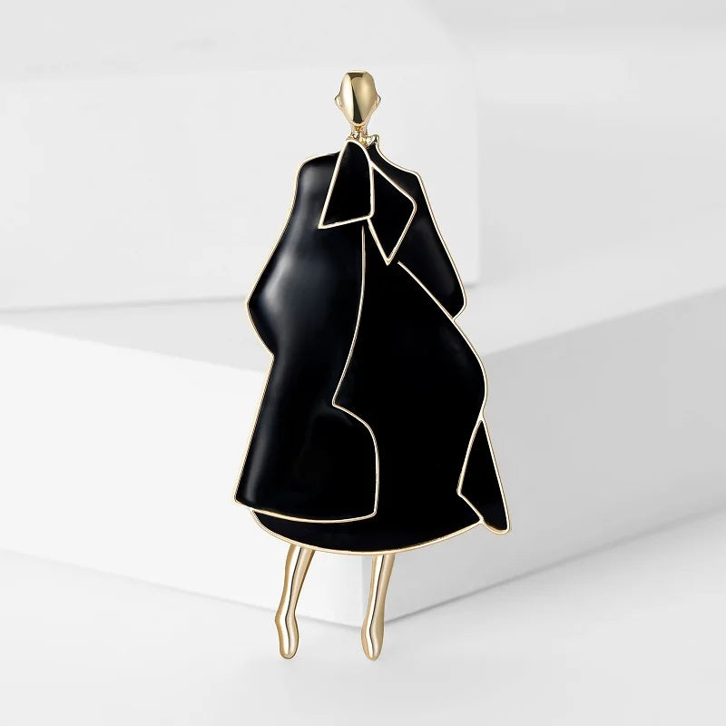 Wuli&baby Charming Beauty Lady Brooches For Women 2-color Enamel Modern Figure Party Office Brooch Pins Gifts