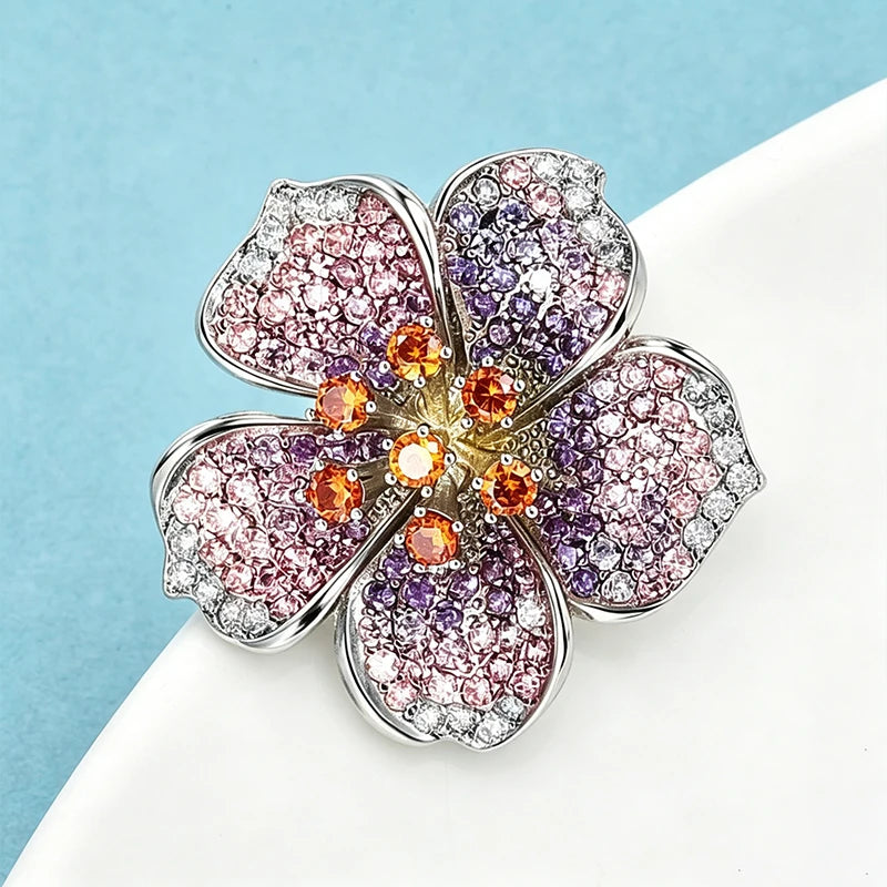 PENDRA Peachelle Peach Blossom Flower Brooch