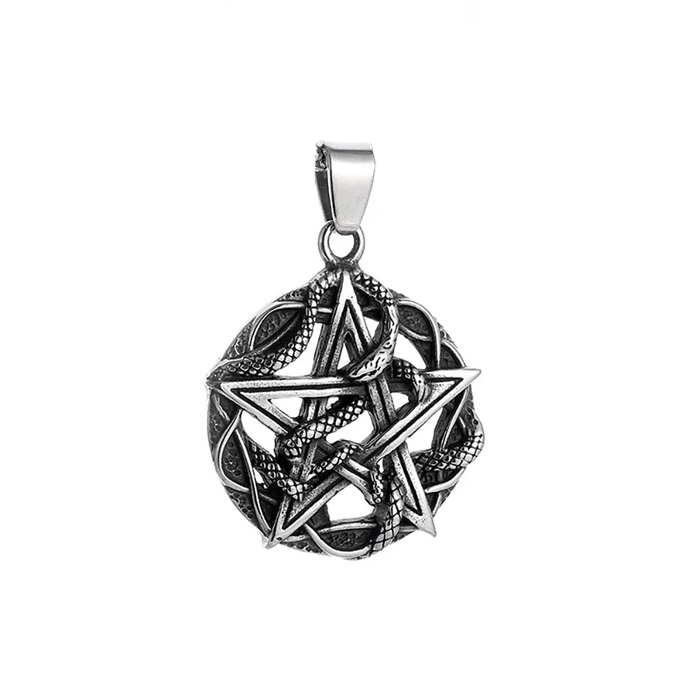 PENDRA Snakepentagram Stainless Steel Pentagram Snake Pendant