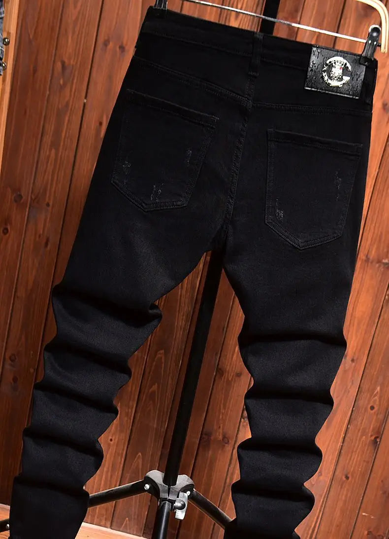 PENDRA Korean Black Elastic Jeans