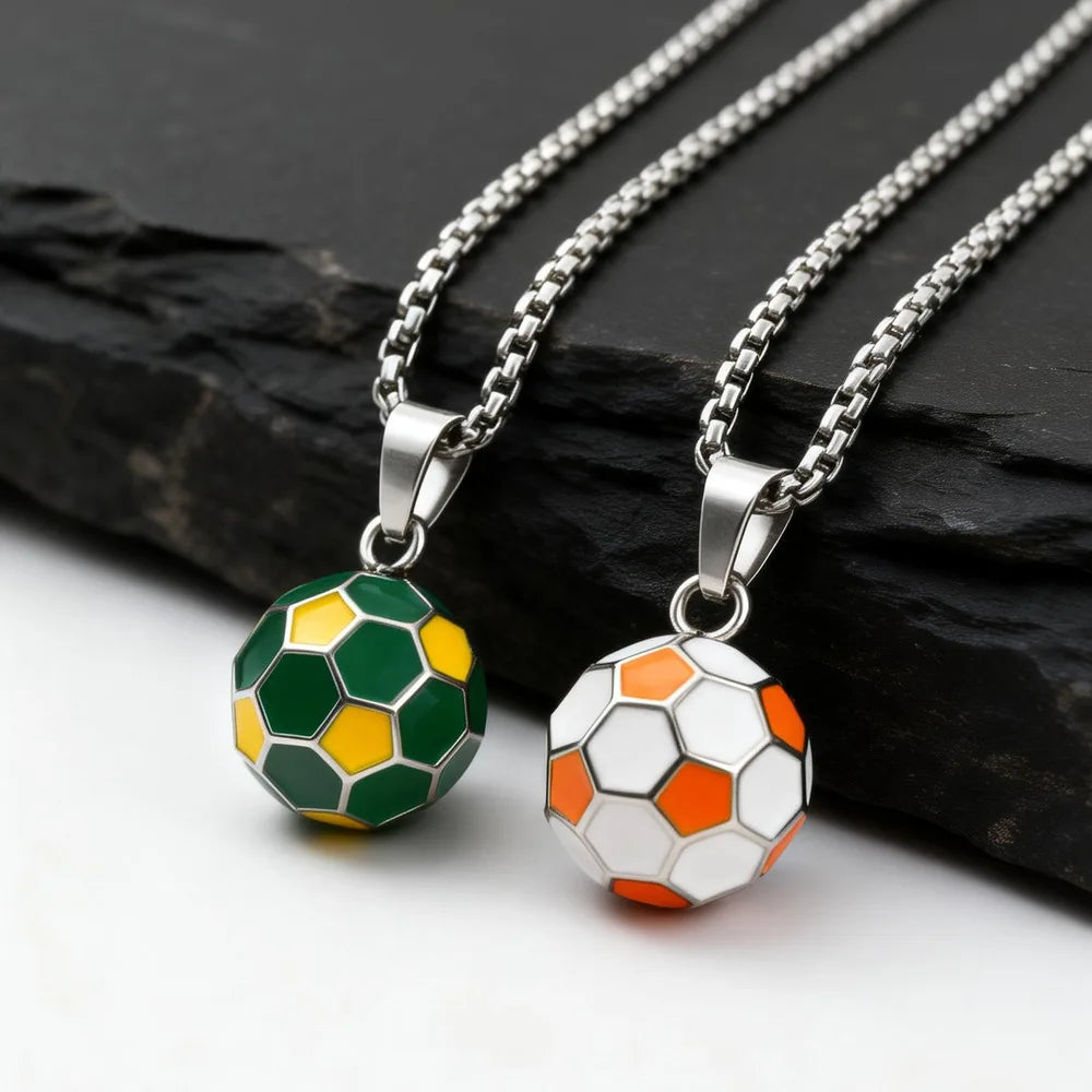 Men's Football Necklace,Classic Stainless Steel Football Pendant Necklace,Football Team Fan Jewelry