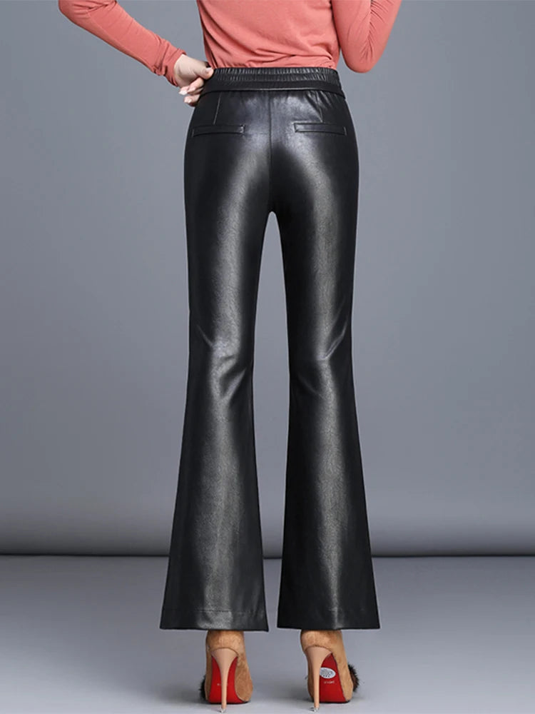 PENDRA Waist Micro Flared Leather Pants