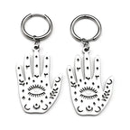 Witchcraft Hand Evil Eyelash Eye Hoop Earring for Women Stainless Steel Black Color Moon Dangle Earrings Jewelry pendientesE3497
