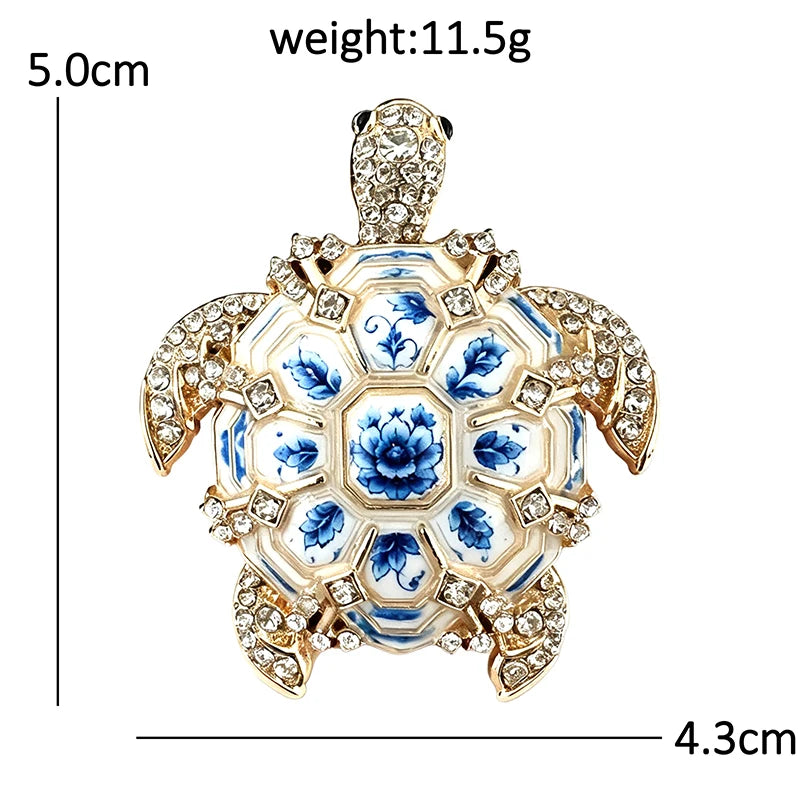 PENDRA Tidal Gem Rhinestone Turtle Brooch
