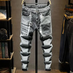 PENDRA Kpop Splicing Work Grey Patchwork Korean Jeans