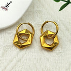Stainless Steel Y2K Minimalist Trendy Geometric Hexagon Hoop Earrings for Women Gold Color Female Circle Dangle Earring Jewelry