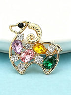 PENDRA Crystal Goat Animal Brooch