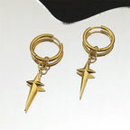 Stainless Steel Y2K Star Cross Hoop Earring for Women Gold Color Hip Hop Cool Girl Dangle Earring Jewelry Gift EZZZ795-6