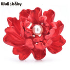 PENDRA Peonia Red Peony Flower Brooch