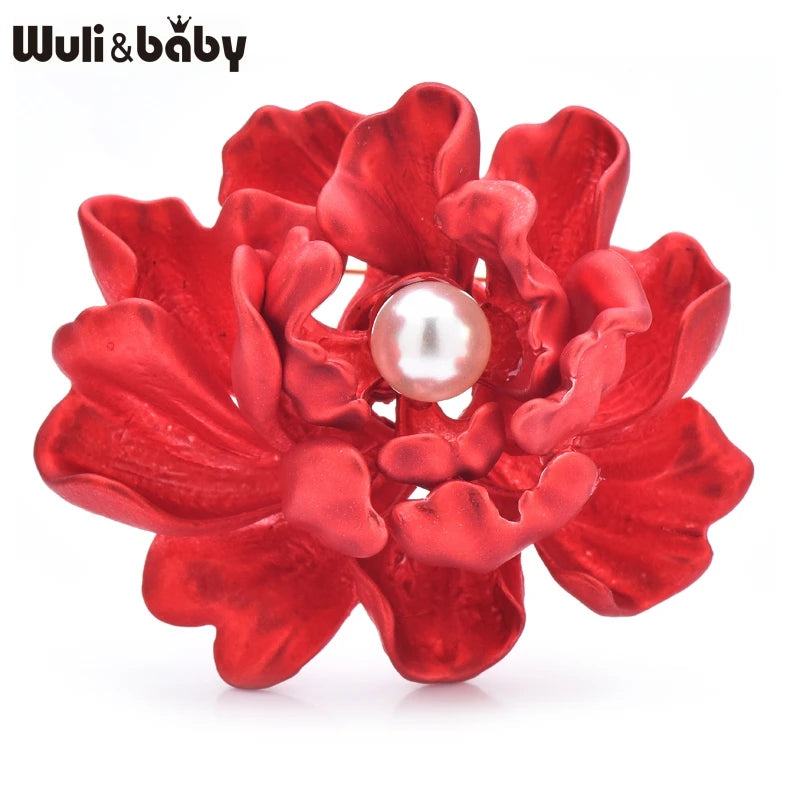 PENDRA Peonia Red Peony Flower Brooch