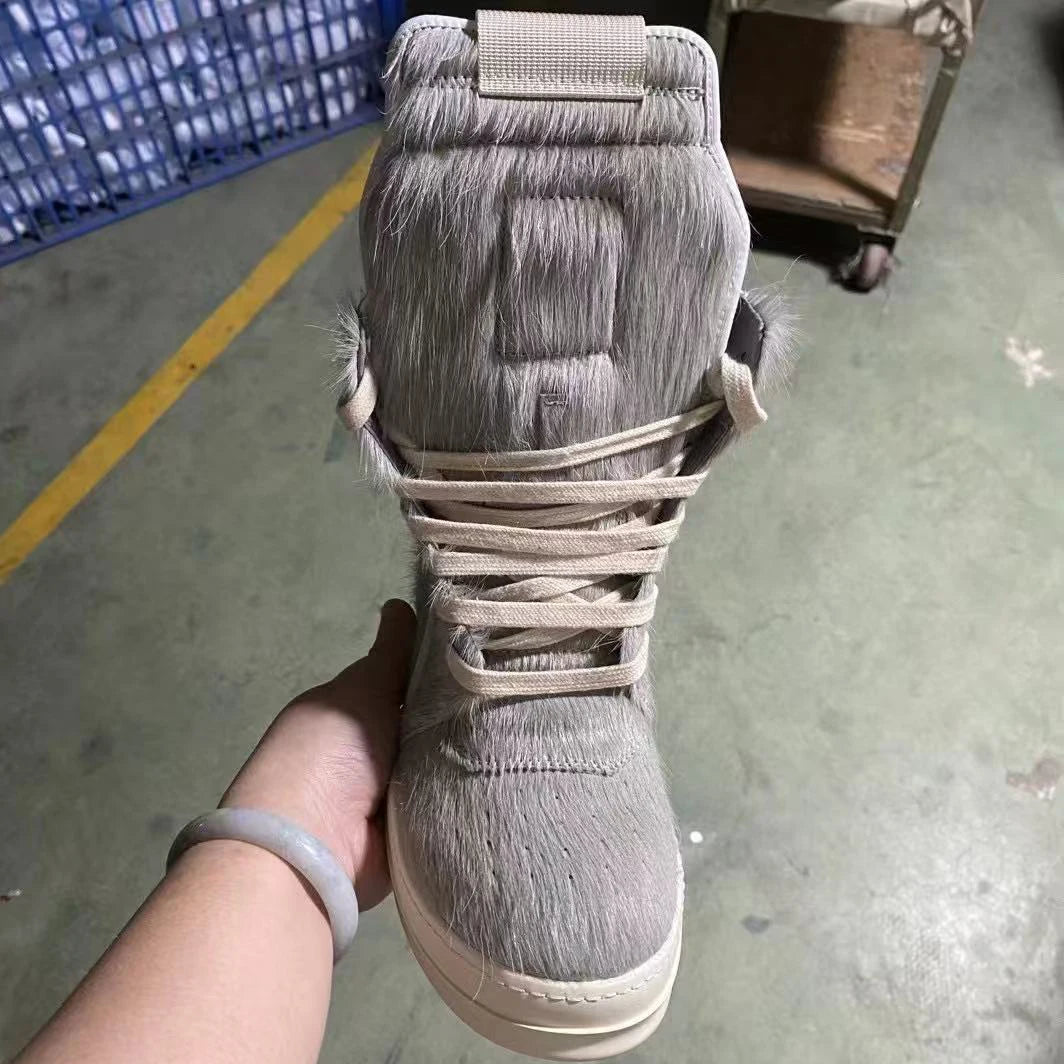 PENDRA Horsehair Rock Multi-Color Horsehair Platform Ankle Boots