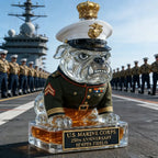 Patriotic U.S. Marine Corps Bulldog Decanter, Ideal 250th Anniversary Gift for Veterans