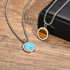 PENDRA Tiger Stone Round Pendant Necklace