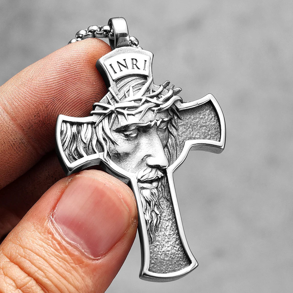 PENDRA INRI Jesus Cross Steel Necklace
