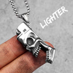 PENDRA Skull Lighter Cigarette Steel Necklace