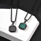 PENDRA Square Stone Green Pendant Necklace