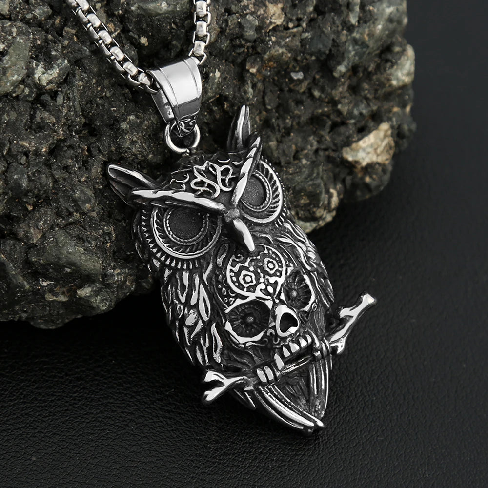 PENDRA Owlskull Gothic Owl Skull Pendant