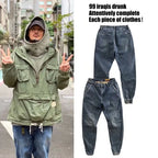 Wholesale 2022 New Hong Kong Style Spliced Ork Clothes Harem Pants Brand Solid Versatile Loose Legged Men Cowboy Baggy Jeans