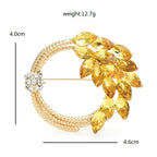 PENDRA Harvest Crystal Circle Wheat Brooch