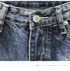 Nine-point jeans with holes for men's thin fashion brand slim feet in summer and summer Korean  style spring and autumn pants