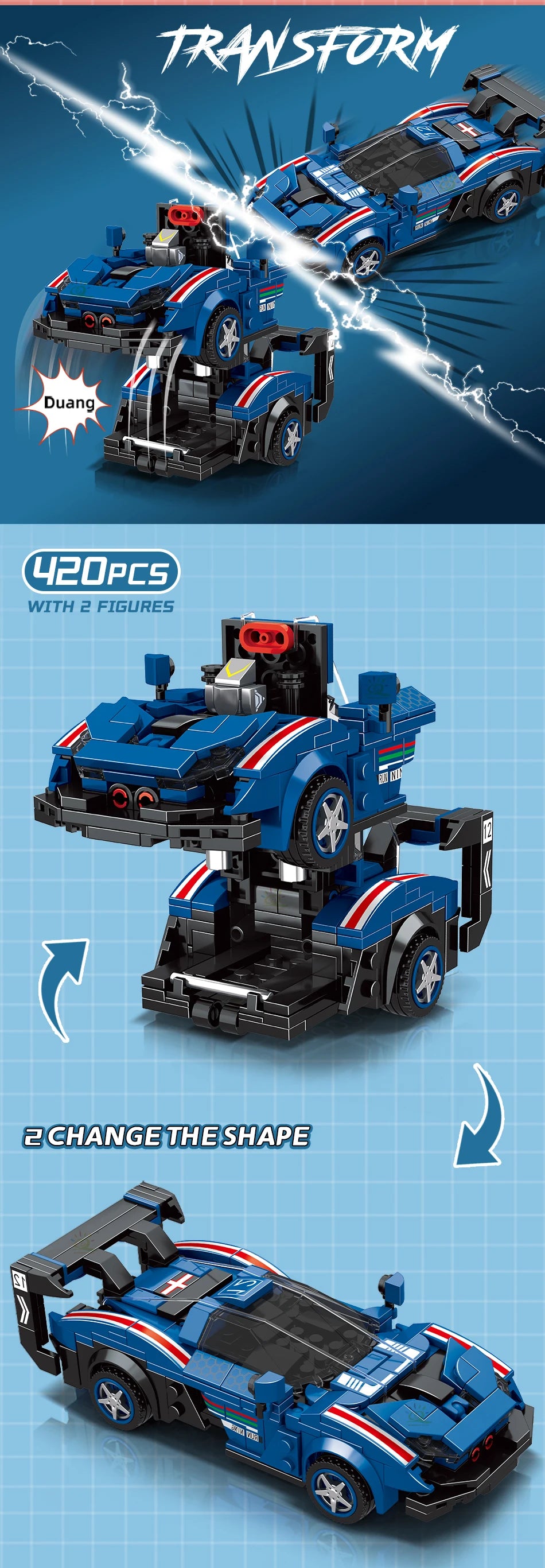 PENDRA Transfrom Racing Robot Building Set