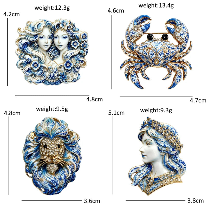 PENDRA Zodiac Porcelain Animal Brooch