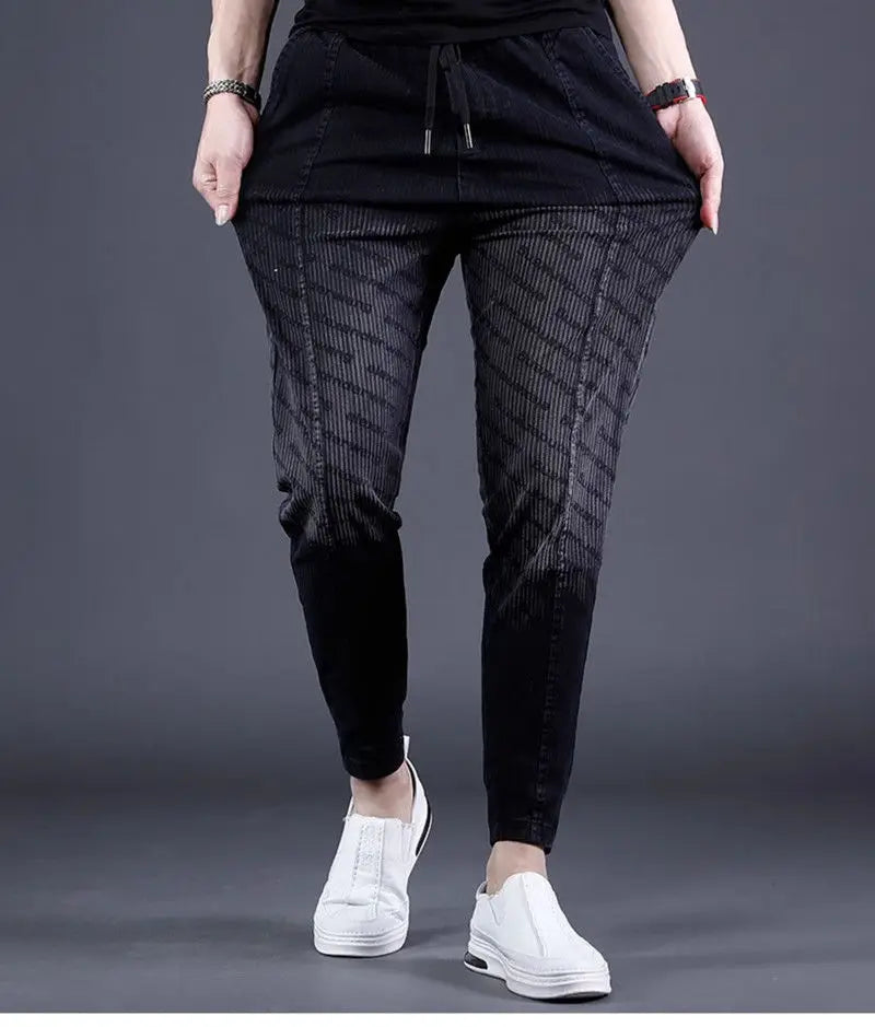Gradual Change Color 2025 Tied Jeans Men's Summer New Loose Ruffian Handsome Small Feet Pants Trendy Brand Harlan Casual Pants