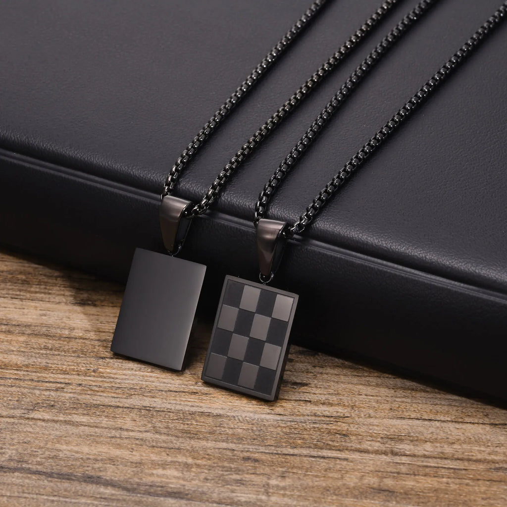 PENDRA Square Checkerboard Pendant Necklace