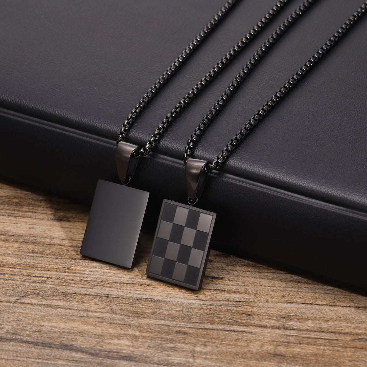 PENDRA Square Checkerboard Pendant Necklace