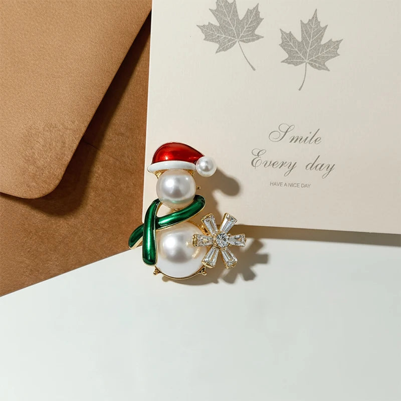 PENDRA Lovely Pearl Snowman Brooch