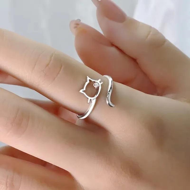 VENTFILLE 925 Sterling Silver Drop Earring For Women Zircon Crystal Hollow Out Cat Personality Jewelry Gift Dropshipping
