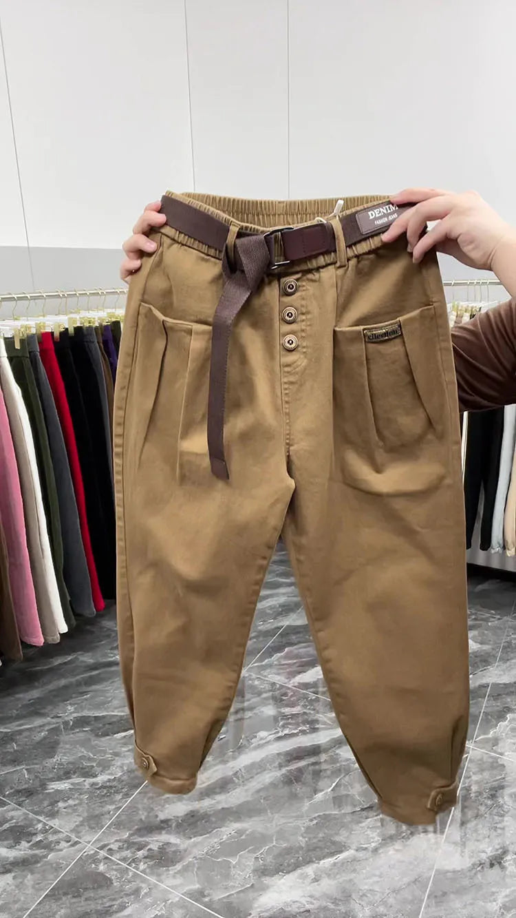 Solid Color Pants Women 2024 New Fashion Spring Autumn Korean Loose Casual Harem Pants Trousers