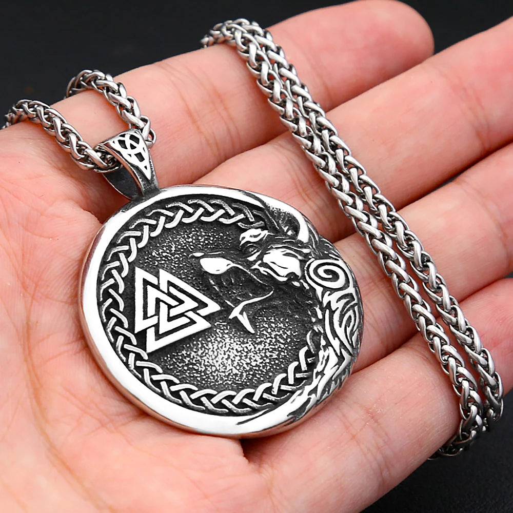 PENDRA Valkwolf Viking Valknut Wolf Pendant Necklace