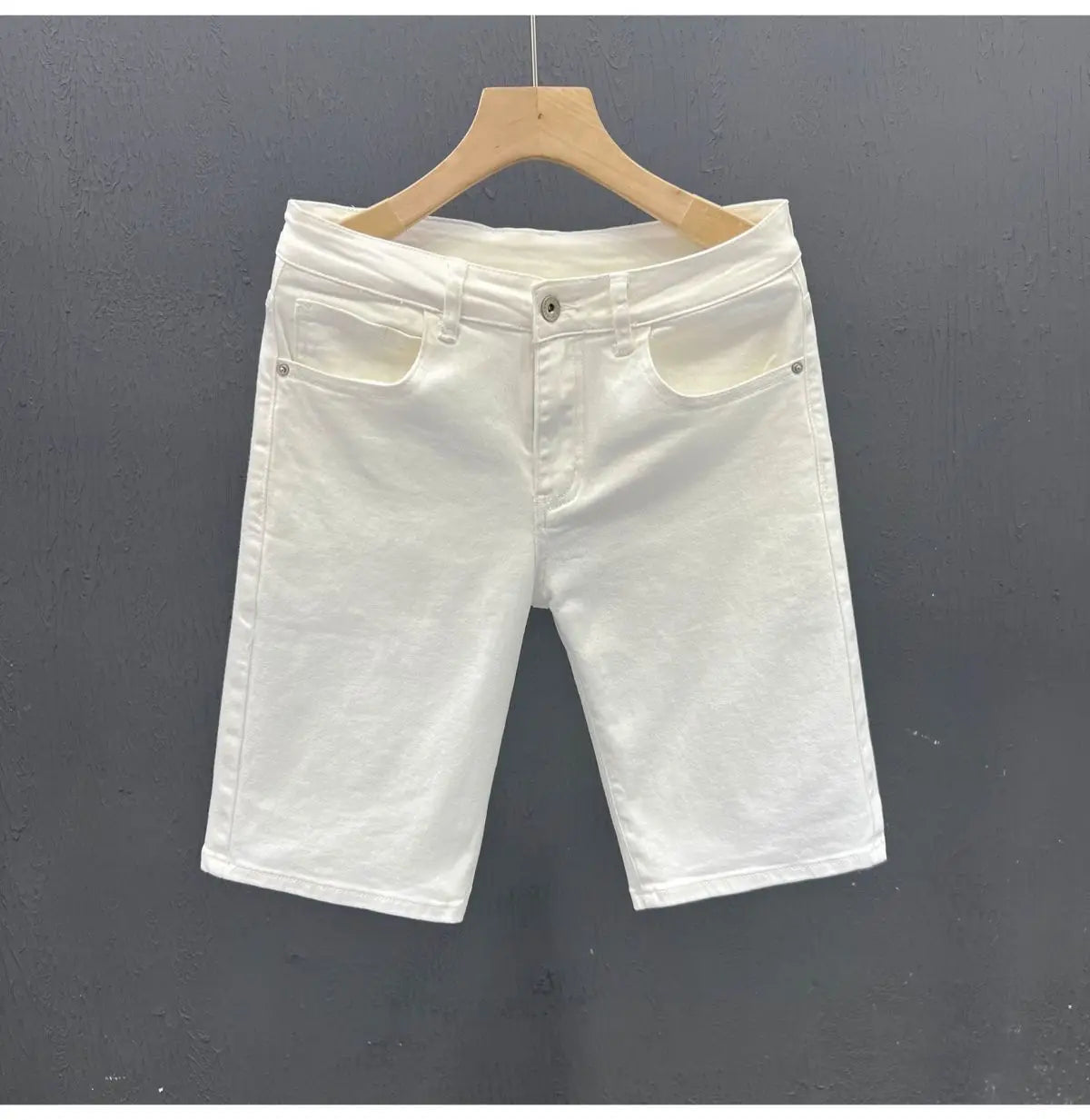 High-quality 2026 White Denim Shorts Men's Trendy Brand Korean Slim-fit Men's Black High-end Medium Pants Short Jeans for Men