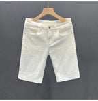 High-quality 2026 White Denim Shorts Men's Trendy Brand Korean Slim-fit Men's Black High-end Medium Pants Short Jeans for Men