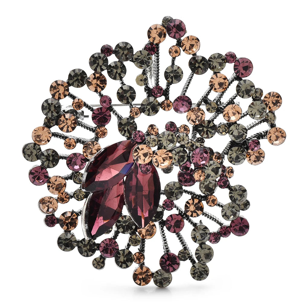 PENDRA Crystalia Luxury Crystal Flower Brooch