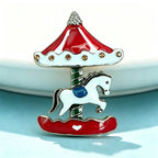 PENDRA Carousel Enamel Horse Brooch