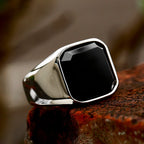 PENDRA Noirzircon Stainless Steel Black Zircon Ring