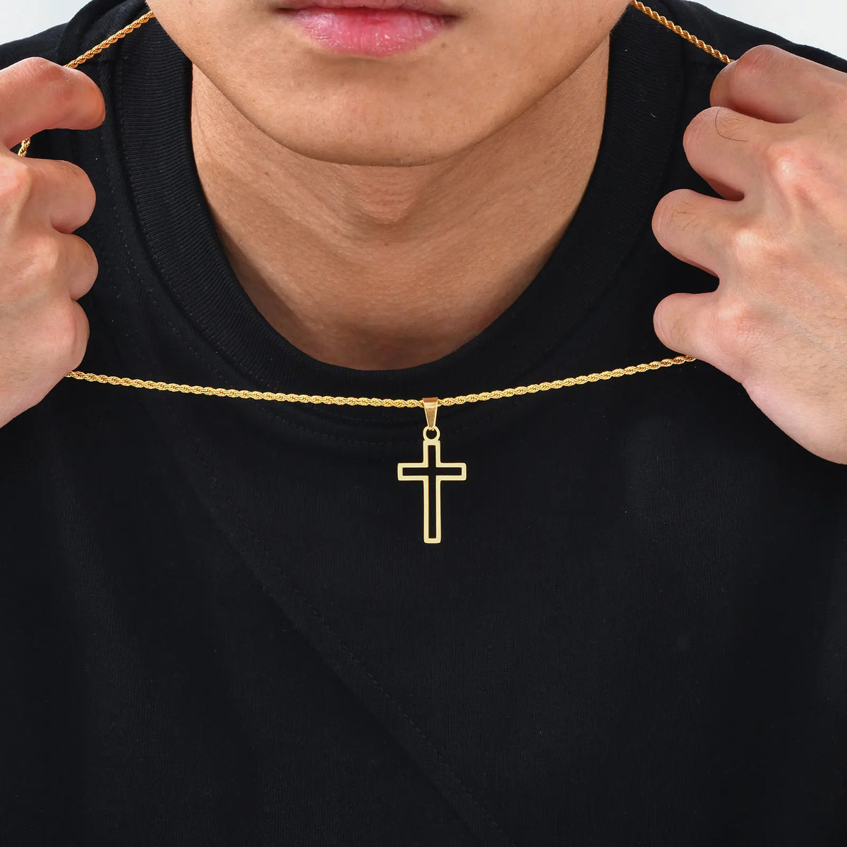 PENDRA Cross Hollow Pendant Necklace