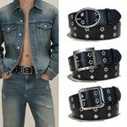 PENDRA Elarara Leather Black D-Buckle Star Belt