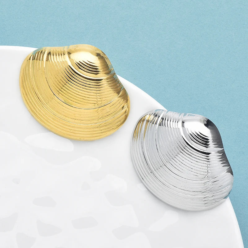 Wuli&baby Stainless Steel Shell Design Brooches For Women Unisex 2-color Easy Match Normcore Style Party Office Brooch Pins Gift