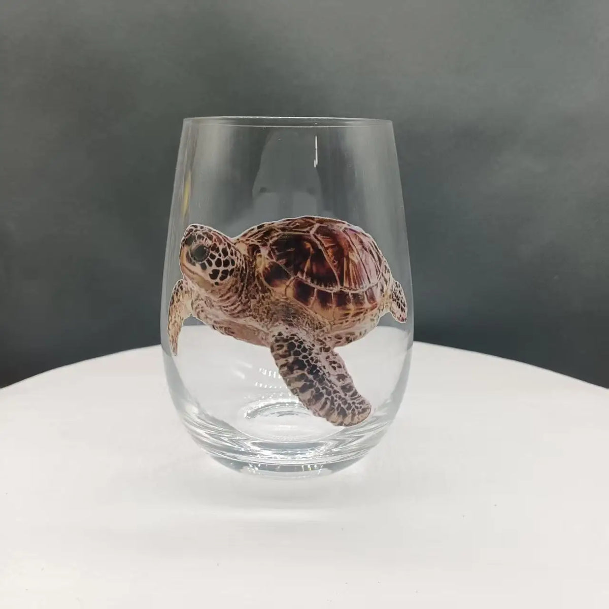 PENDRA Marine Life Red-Wine Glass with Decorative Print