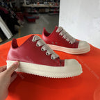 PENDRA Retro Red Red Leather Low-Top Jumbo-Lace Platform Sneakers