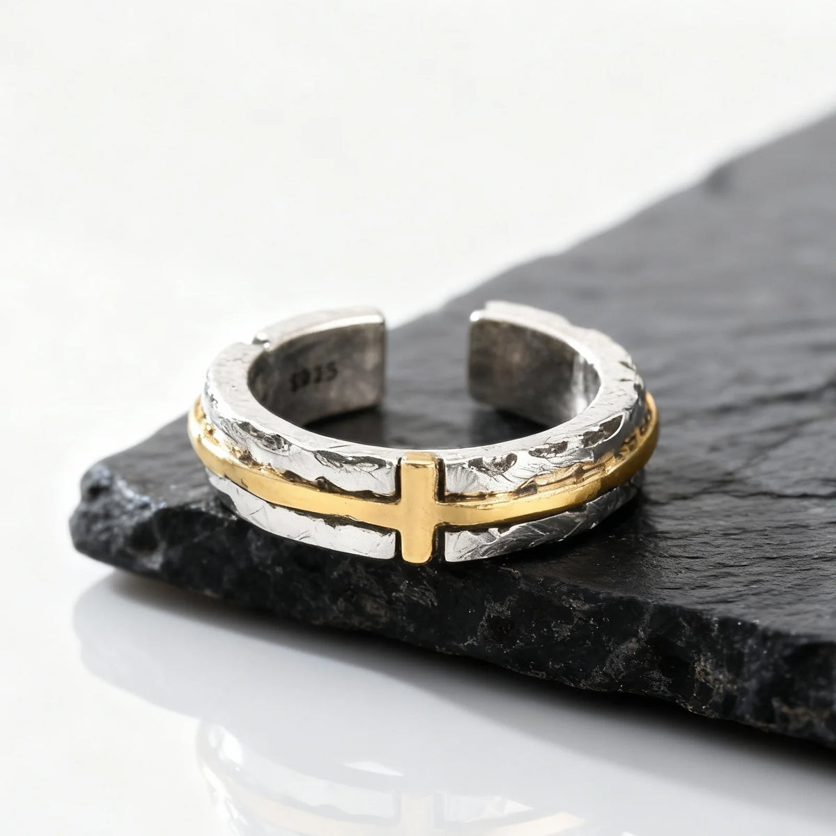 Retro Cross Ring For Men Boys,Punk Gothic Adjustable Bend Metal Ring,Hiphop Jewelry Gift
