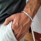 Vintage Twisted Open Bracelet for Men,Stainless Steel Irregular Twisted Bangle,Retro Punk Jewelry Gift