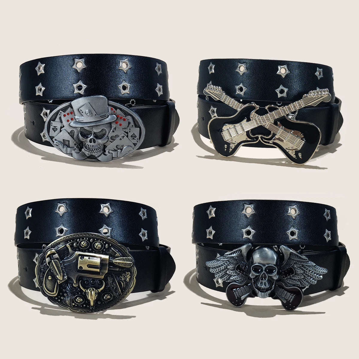 Gothic Harajuku Y2K Women Men Rock Guitar Belts Western Cowboy Hip hop Punk Skull Skeleton Jeans Waistband Niche Designer Sense