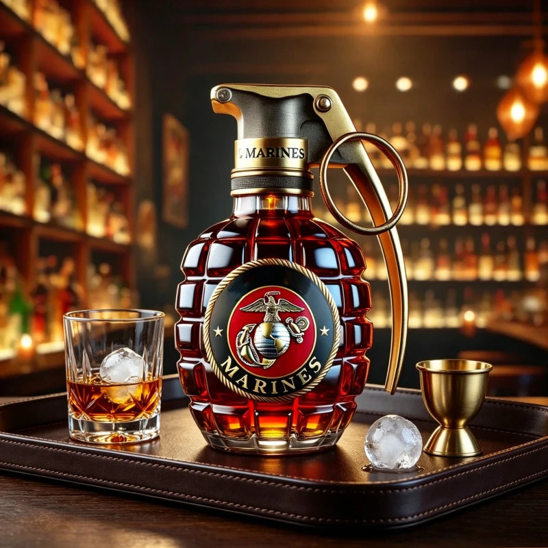 Whiskey Glass New Veteran Commemorative Bottle Unique Gift Military Hand Whiskey Bottle Engraved Hand Shape Whiskey Glass
