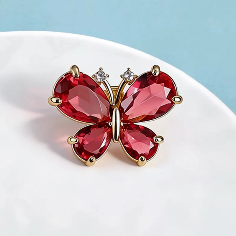 Wuli&baby Cute Butterfly Collar Pins For Women Girls 2-color Rhinestone Insects Brooch Pin Fashion Summer Jewelry Gifts